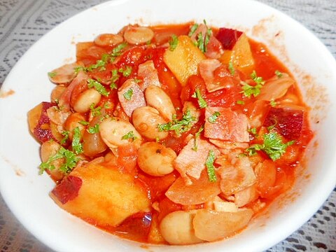 無水鍋で☆大豆とさつま芋のトマト煮☆